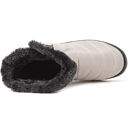 Hsyooes Womens Warm Fur Lined Winter Snow Boots Waterproof Ankle Boots Outdoor Booties Comfortable Shoes For Women,Beige,10 M Us=Label Size 42 thumb #3