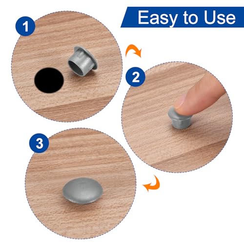Image of uxcell 2000Pcs Screw Hole Plugs, 5mm(3 /16 inch) Dia Plastic Round Button Plugs Snap in Locking Hole Covers Flush Type Caps for Furniture Cabinet, Light Grey
