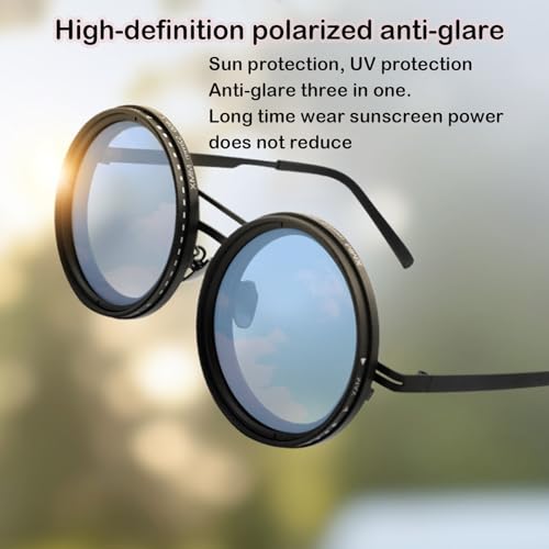 Adjusta Shades Sunglasses, 1-9 Gears Adjustable Tint Glasses Polarized Round Sunglasses with ND Filter Lenses3