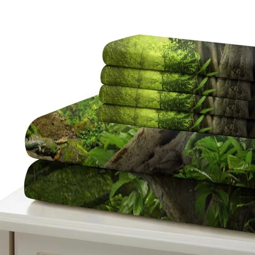 Linge de lit microfibres résistante 3D imprimé 3 pièces Forêt King
