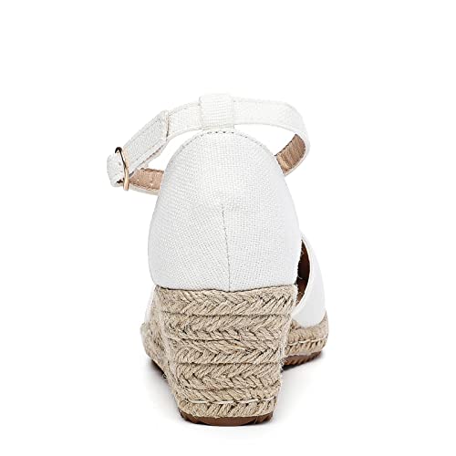 Image of Altxic Women's Closed Toe Canvas Ankle Strap Espadrilles Wedge Sandals