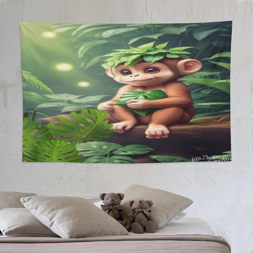 Tenture singe impression 3D décoration chambre et salon moderne PAZZK 150x230