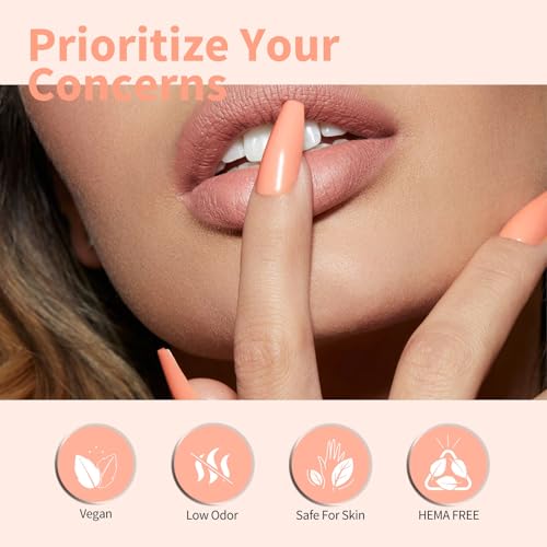 Image of CANNI Pastel Pink Gel Nail Polish, 1 Pcs Peach Pink Gel Polish Color Soak Off U V Nail Manicure Salon DIY at Home