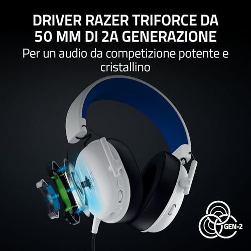 BlackShark V3 X HyperSpeed PlayStation - Cuffie wireless per eSport gaming - Ultraleggere 270g - Driver TriForce da 50mm - Microfono rimovibile - HyperSpeed 2,4 GHz e Bluetooth - PS5/PC | Bianco - Cuffia gaming - Immagine 2
