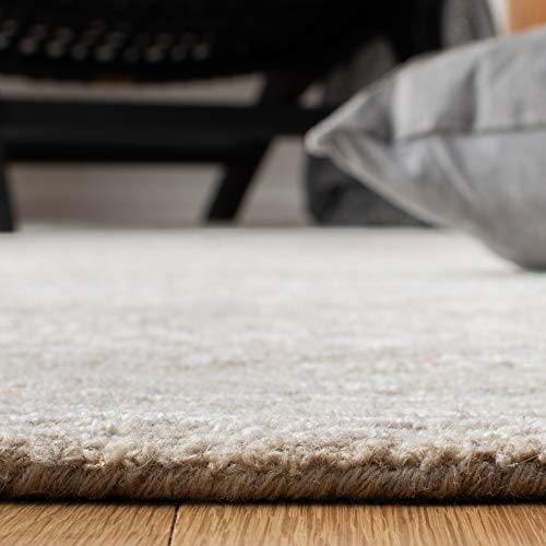 Tapete beige rectangular 3' x 5' de lana y viscosa miniatura 3
