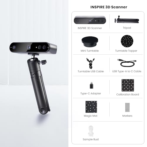 revopoint inspire 3d scanner for 3d printing handheld 3d printer scanner 02mm precision full color 3d model scanning for car customization digital art diy projects support androidiosmacwin