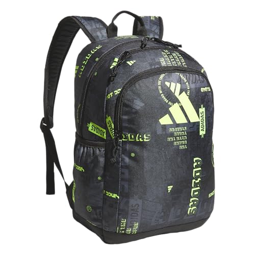 adidas Mochila pequena afiliada para mulheres e homens, bolsa durável com capa para laptop, Upscaled Mix-preto/amarelo limão lúcido, One Size, Mochila pequena afiliada para mulheres e homens, bolsa
