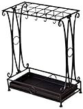 ZJXANMZ Paragüeros de Hierro de Gran Capacidad para Interiores, Ideal para hoteles, centros comerciales, Negocios, Cajas largas y Cortas (Negro, 14 Agujeros y 12 Ganchos)