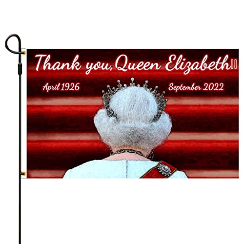 AIXING 2 Pcs Merci Queen Memorial Flag,0,9 x 1,5 m Union Jack Royaume-Uni Drapeau deuil Reine Elizabeth II | Queen's Back View-Memorial Union Jack pour la Reine Elizabeth II, décorations de fête du Cover