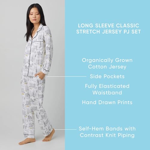 Image of Bed Head PJs Womens Matching Pajamas - Soft Organic Cotton Button Down PJ Shirt & Cropped Pants Set - Loungewear & Sleepwear