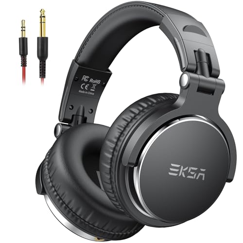 EKSA Wired Over Ear Headphones,Studio Monitor Headphone with Stereo Sound,Hi-Res DJ Stereo Headphones - 1/4 to 3.5mm Audio Jack for AMP Computer Recording Mixing Podcast Guitar Piano PC Gaming