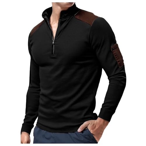 Sudadera a cuadros transpirable slim fit deportiva con cuello de cremallera