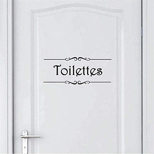 Stickers muraux Stickers muraux Salle de bain Porte de toilette Maison 18X3cm Noir