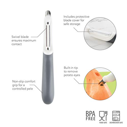 Tovolo Precision Peeler, Non-Slip, Stainless Steel Tip, Dishwasher Safe #TOP5
