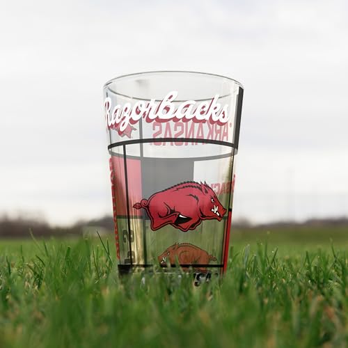 Image of Logo Brands NCAA oz Stained Glass Pint Glass - 3D Embossed Logo & Bold Team Colors - Durable Sports Fan Beer Glass for Home, Bar & Tailgates
