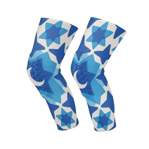 HXshaoye Blue Stars Moon Simple compression knee brace for men (A pair) Support for All Sports knee pad for men for Work, Cycling, Gardening, rodilleras para voleibol