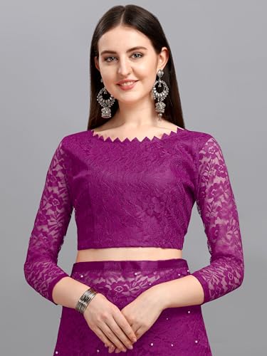 Image of LOROFY Women's Brasso Net Saree With Blouse