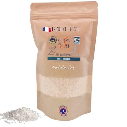 Artisans du Sel – Sel Fin de Guérande Naturel IGP 450 g | Sel Marin Celtique, Non Raffiné et Durable | Sachet Kraft Recharge