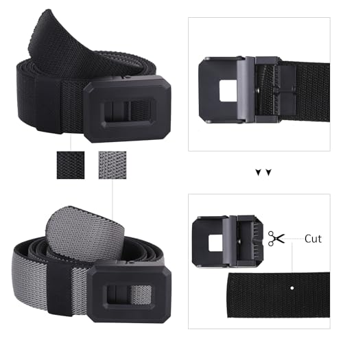Sportmusies Men’s Adjustable Nylon Elastic Webbing Belt, Double-Sided Two-color Tactical Belt with Alloy Rotary Hollow Buckle2