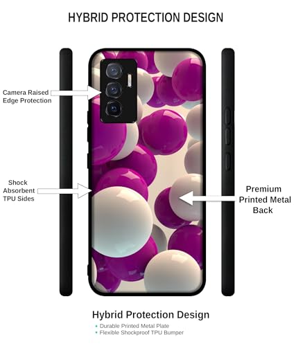 Image of 3D Balloons Design Premium 2D Printed Metal Back Case Cover for Vivo V23E 5G / Y75 4G, Multicolor