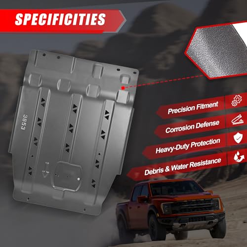 Image of 2025 Upgrade Transmission Skid Plate Compatible with 2015-2022 Ford F150 3D Manganese Steel Splash Panel Shield Replace OEM Diaper