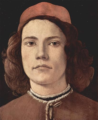 Cuadro en lienzo Ritratto di giovane de Botticelli, arte de 60x90cm ideal para oficinas