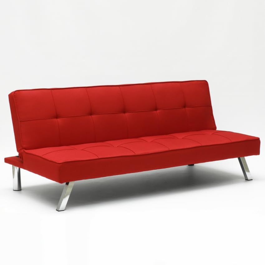Canapé Convertible 2 places Clic Clac en tissu design moderne Gemma - Rouge