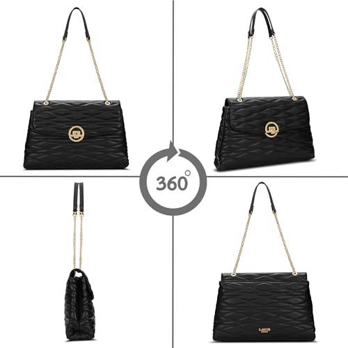 Image of Lavie Luxe Women's Monogram Wella 3-Compartment Satchel Handbag | Satchel Bag for Work | Ladies purse | Stylish Shoulder Bag | Gift For Women