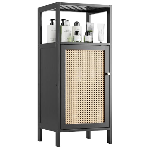 vovala Bambus-Bodenschrank mit Rattan, Kleiner...