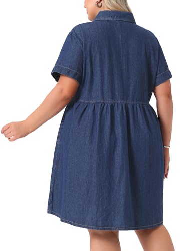 Image of Agnes Orinda Denim Dress for Women Plus Size Button Down Babydoll Sundress Jean Dress with Pockets 2026 Vacation