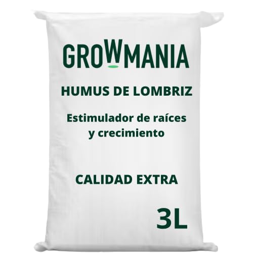 GROWMANIA Humus de Lombriz 3L para Plantas | Fertilizante Orgánico | Sustrato Universal Rico en Bionutrientes | Abono para Cultivos