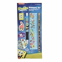 Thumbs up Spongebob Schwammkopf Schreibset, 6-teiliges Schreibset mit Stift, Radierer, Lineal & Co., Ideale Geschenkidee für alle Spongebob Fans
