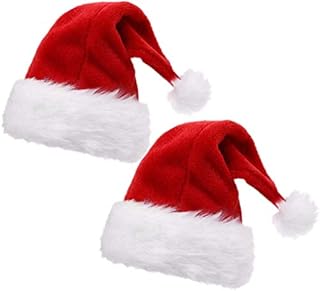 LOKIPA Christmas Santa Hat , Soft Plush Xmas Santa Hat with Thicken Classic Fur
