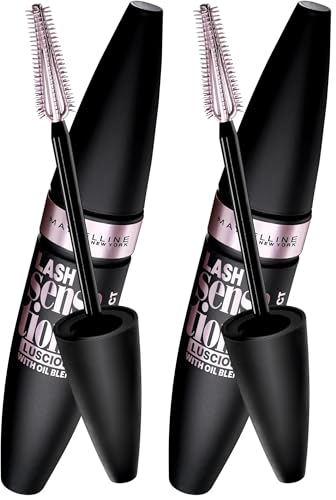 Maybelline New York Mascara für Volumen und Definition, Lash Sensational Luscious, Very Black, 9,5 ml (Packung mit 2)