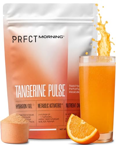 PRFCT Morning 3-in-1 Electrolyte Powder -15-Min Fast Hydration - Metabolism & Cortisol Support - 1 200mg Electrolytes - Vitamin C | B6 | B12 | Zinc | ACV | Turmeric - Orange Juice Flavor 30 Day Supply