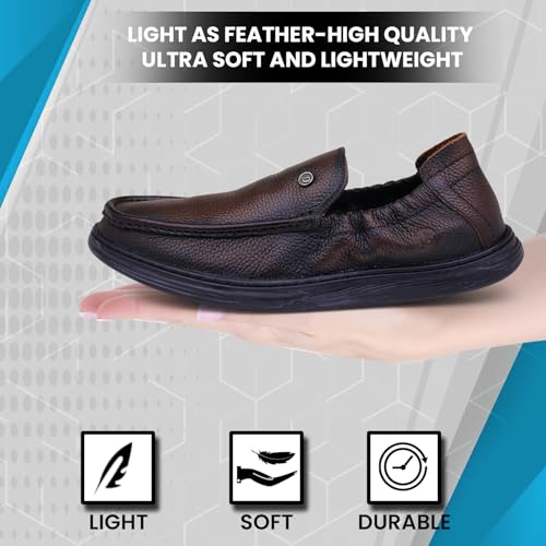 Image of DOCTOR EXTRA SOFT Classic Genuine Leather Formal Shoes for Men with Memory Foam Cushion| Ultra Lightweight & Comfortable|Stylish & Flexible|Parties,Occasions,Office,Wedding,Casual|Black Slip On D-805