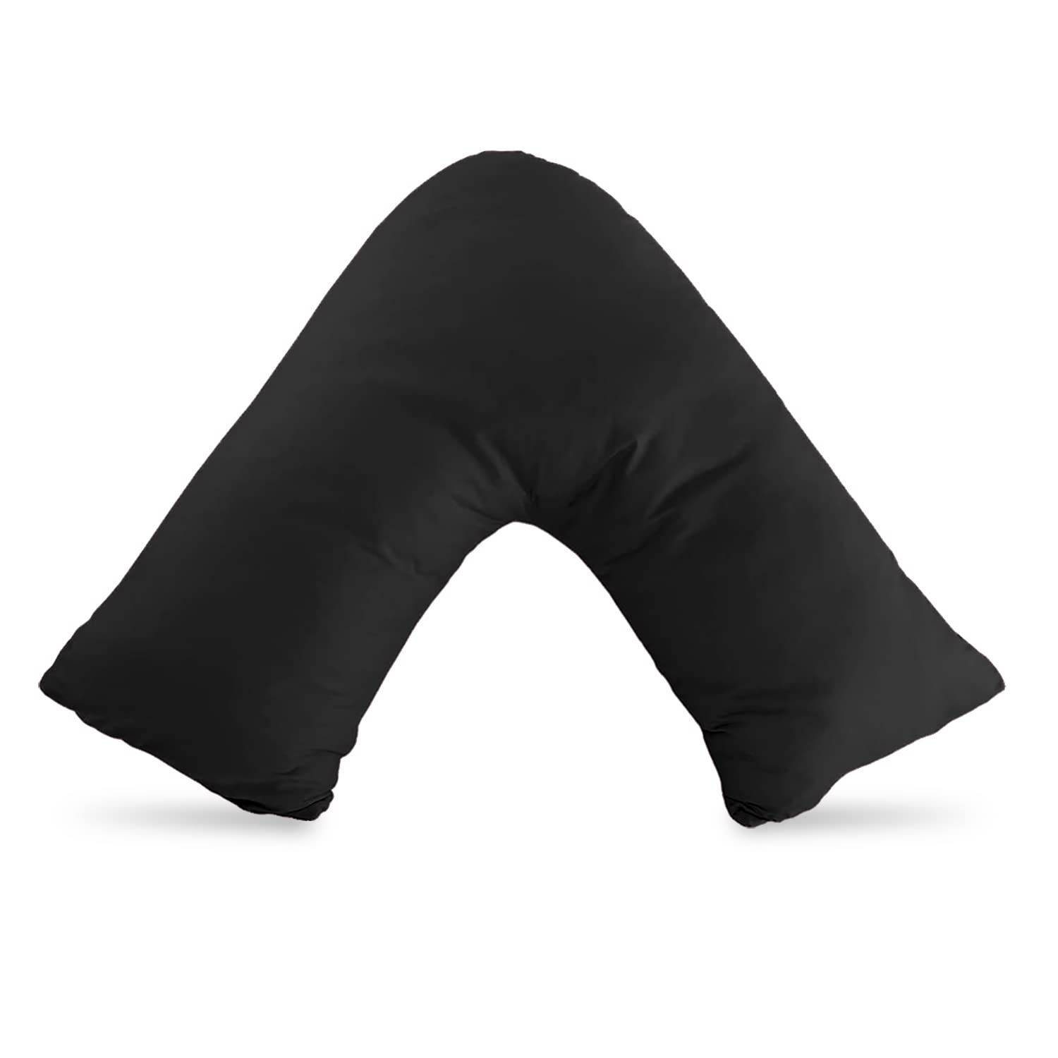Luxury V Shaped Pillow Cover Orthopedic Pregrency Pillow Cases For Nursing Neck Back & Head Pain, Black