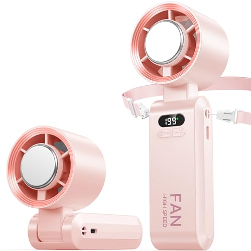 ハンディファン 冷却プレート【2025新型・199段階風力調整可能】超高速暴風アイスクーラー付きハンドヘルドポータブルファン 10000mAh充電式パーソナルファン[冷却時間24時間LED残量表示]7枚羽根強力手持ち扇風機90°角度調整 ネックストラップ付き小型 ミニファン 熱中症対策 暑さ対策 コンパクト 静音 アウトドア オフィス小型ポケットファン(ピンク)