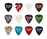 Fender Medium Gauge Guitar Picks, 351 Shape, Celluloid Medley Picks, Pack of 12 for Guitarists of All Levels