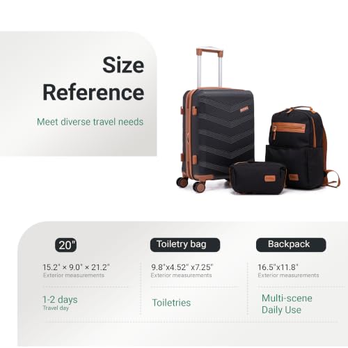 Image of CONCEPTEN Expandable carry on Luggage 3 Piece Suitcases with Spinner Wheels