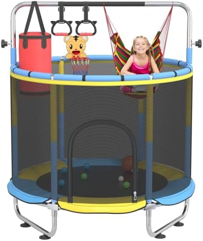 60” Trampoline for Kids,500lbs Capacity Indoor&Outdoor Toddler Trampoline