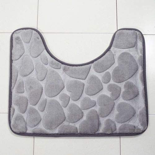 rutschfeste 3 Badteppich Set Super Soft Badteppich und WC Vorleger Memory Foam Pebble Dusche Matte Schnell trocknend Badezimmer Matte Teppich, U-förmigen Contour Matte und WC-Sitz Bezug,Grau – Bild 8
