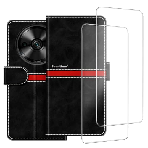 カラーブロック横縞PUレザー手帳型ケース+強化ガラスフィルム2枚セット Oukitel C59対応 スリム 耐久 カード収納 全面保護
