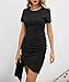 BTFBM Women’s 2020 Casual Crew Neck Ruched Stretchy Bodycon T Shirt Short Mini Dress (104Black, Medium)