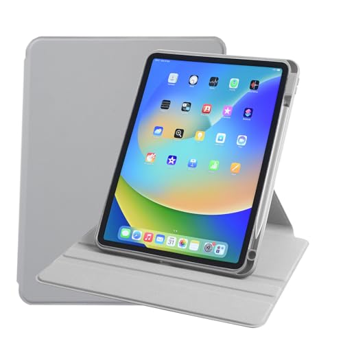 Image of Arctic Fox Smart Folio Rotating Cover Case for iPad Pro 11 inch Cover Case (M4 2024) with Pencil Holder,360 Degree Rotation Protective Stand Cover Clear Back [Auto Sleep Wake Support] - Grey
