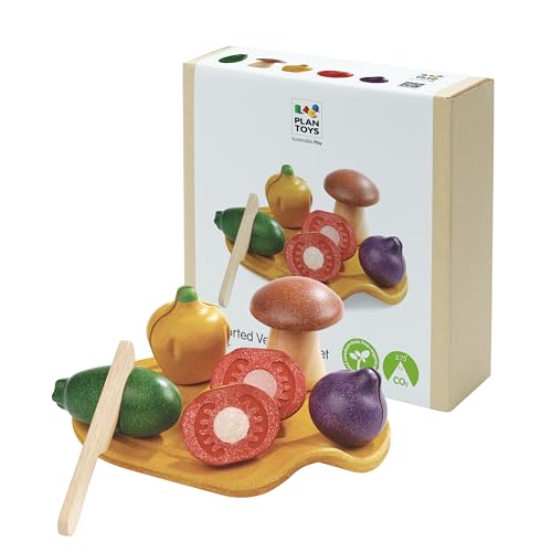 PlanToys® Wooden Assorted Vegetable Set | Montessori Play Food for