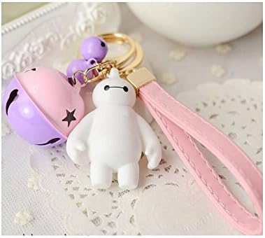 I Paimy Cute Big Hero 6 Baymax Keychain Hanging Handbag Moneybag Wallet Deocration (purple + pink)