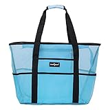 🏝️ 【Capacidad súper grande】 Esta bolsa de playa de 38L- mide: L43*H38 *W21.6 cm. incluyendo un gran bolsillo principal para 6 toallas de playa,bloqueador solar, trajes de baño, gorras, juguetes para la arena, lentes de sol y pantuflas y todo.Las otras 7 bolsas exteriores de gran tamaño son suficientes para guardar muchos artículos de viaje. El bolsillo interior con cremallera es a prueba de salpicaduras y mantiene sus llaves, tarjetas, teléfonos y otros objetos de valor secos y seguros.