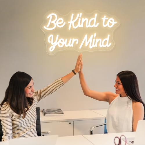 Image of Be Kind to Your Mind Neon Sign Dimmable Led Neon Lights for Wall Decor USB Encouragement Word Neon Light Up Signs for Bedroom Home Bar Office Study Room Wedding Birthday Party Teens Girls Gifts