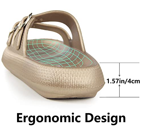 Weweya Sandals for Women and Men - Pillow Slippers - Double Buckle Adjustable Slides - EVA Flat Sandals4
